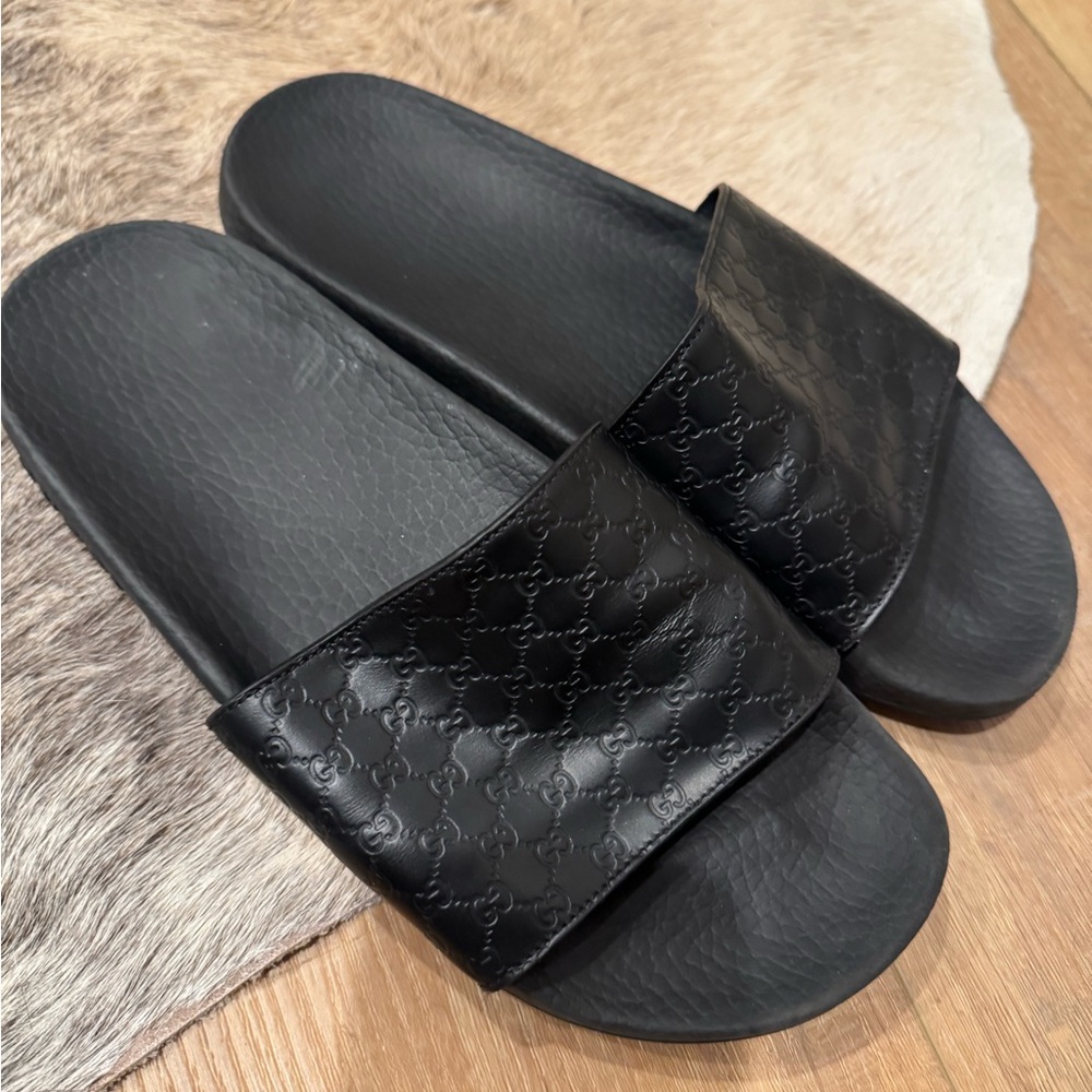 Gucci Dark Leather Slides
